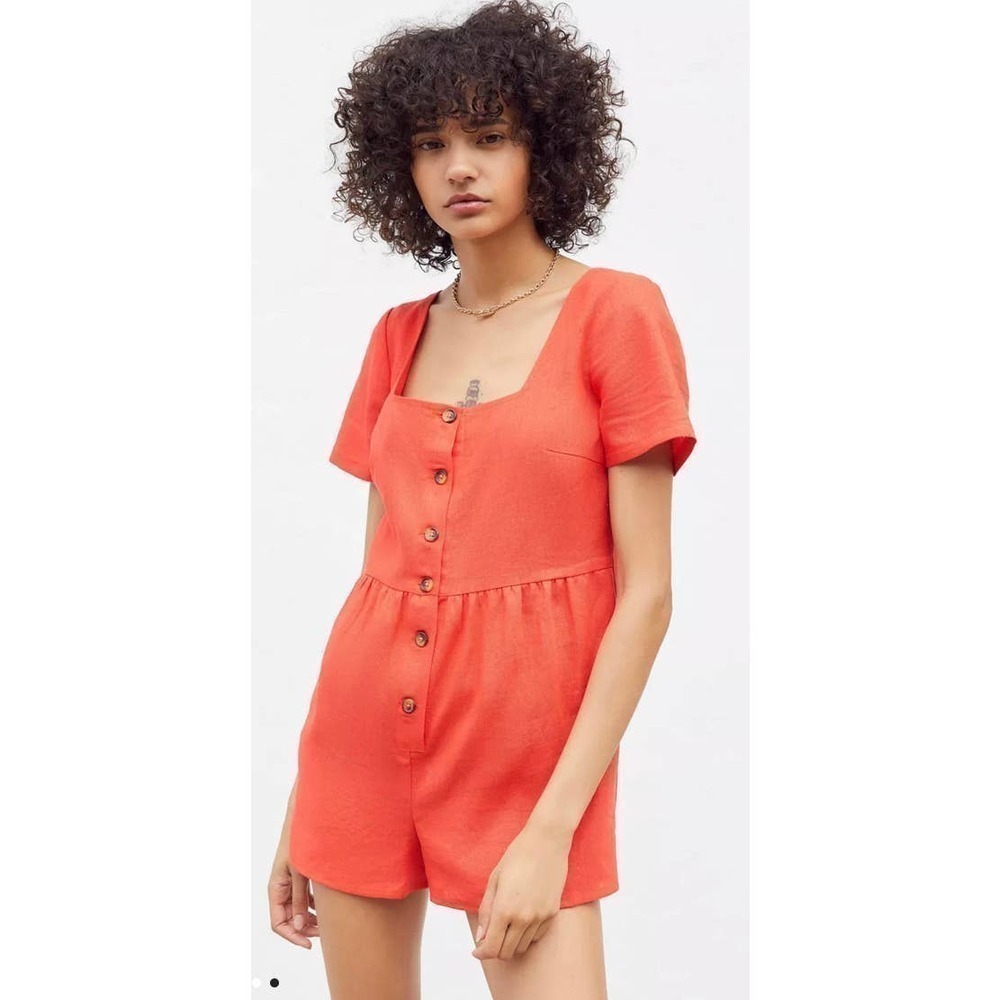 Urban Outfitters - Urban Renewal Remnants Linen Button-Front Romper (NWT)